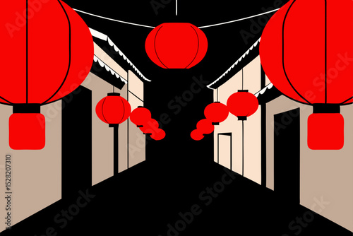 A vibrant vector illustration of red Chinese lanterns, perfect for a festive Christmas or romantic love-themed design concept