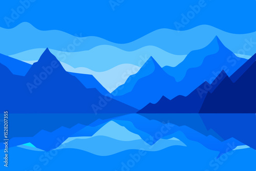 reflection of blue mountains in a still lake