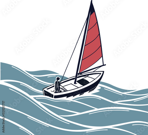 A vibrant sailboat glides across the blue ocean under a summer sky, embodying the freedom of sea travel and the thrill of water sport