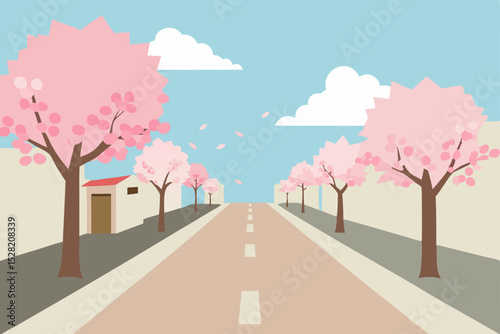An empty country road winds through a vibrant autumn forest under a vast sky