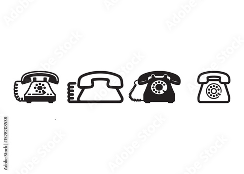 Four Vintage Rotary Dial Telephone Icons