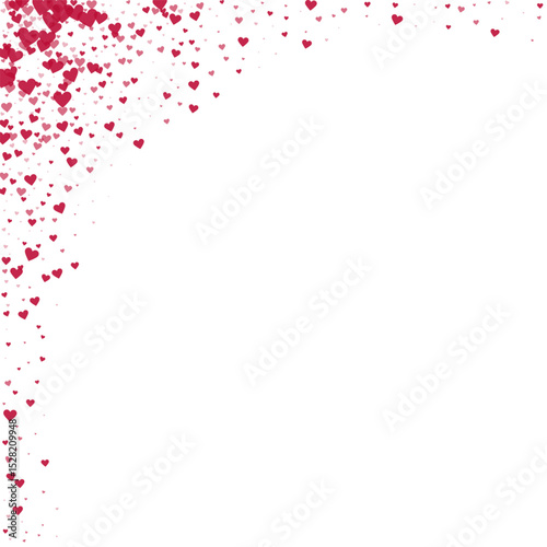 Red hearts scattered on white background.