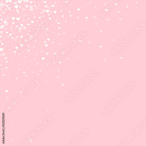 White hearts scattered on pink background.