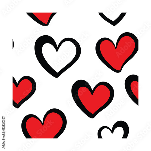 Seamless Hand Drawn Heart Doodle Pattern