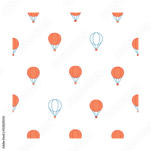 Seamless Hot Air Balloon Clean Outline Pattern