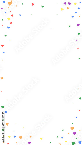 Rainbow colored scattered hearts. LGBT valentine