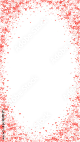 Red hearts scattered on white background.