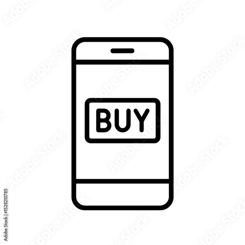 Smartphone with BUY button representing mobile shopping – outline icon