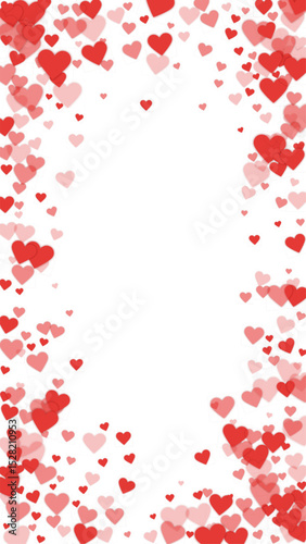 Red hearts scattered on white background.