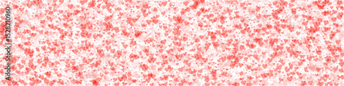 Red hearts scattered on white background.