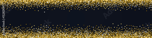 Gold hearts scattered on black background.