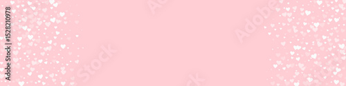 White hearts scattered on pink background.