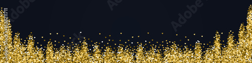 Gold hearts scattered on black background.