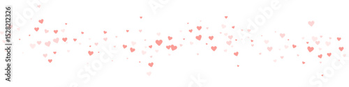 Red hearts scattered on white background.