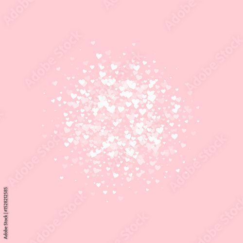 White hearts scattered on pink background.