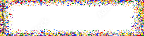 Rainbow colored scattered hearts. LGBT valentine