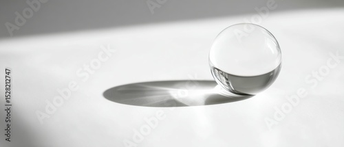 Single Glass Orb White Surface Dramatic Lighting Soft Shadows Minimalism