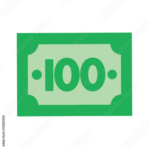 One Hundred Dollar Bill Icon Simple Green Design