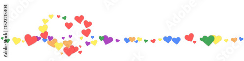 Rainbow colored scattered hearts. LGBT valentine