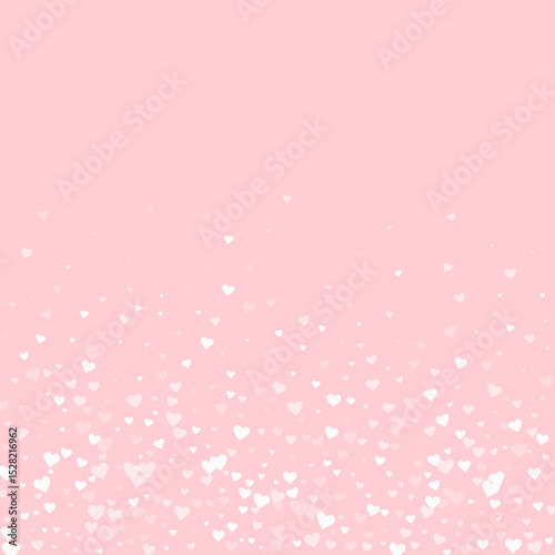 White hearts scattered on pink background.