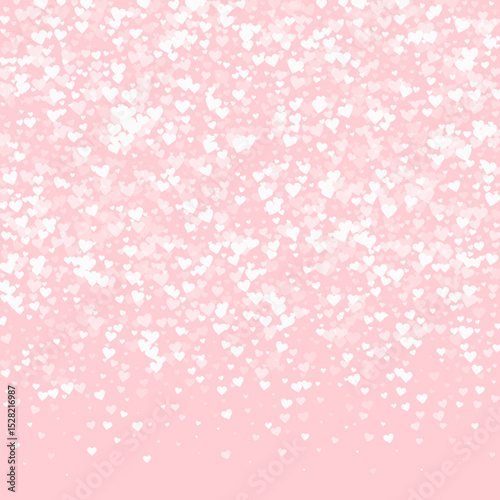 White hearts scattered on pink background.