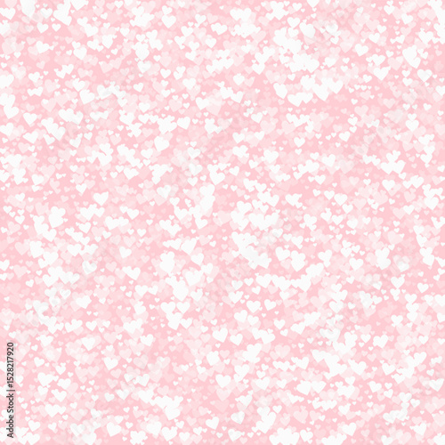 White hearts scattered on pink background.