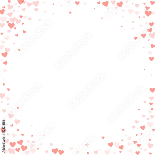 Red hearts scattered on white background.
