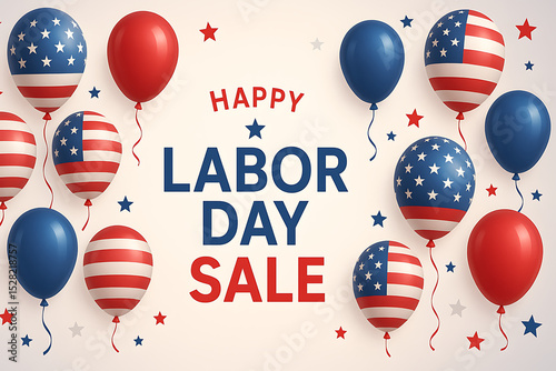 Labor day sale balloons patriotic stars celebration event