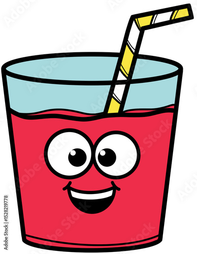  Red drink with straw
