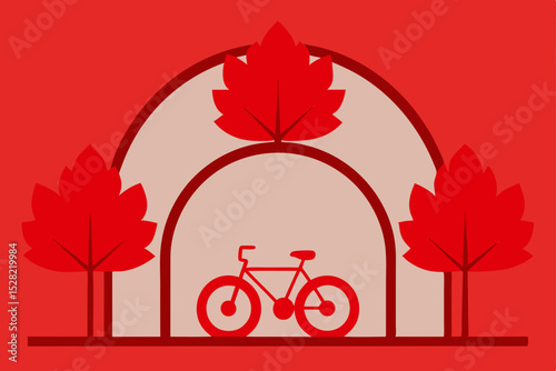 Autumn Bicycle Ride Red Maple Leaves and Cycling Serenity