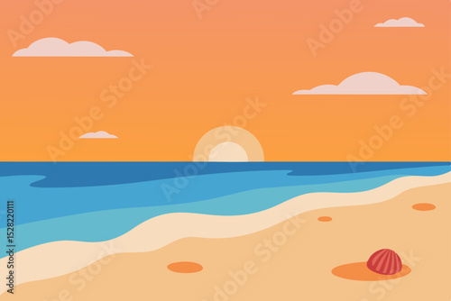 Tropical summer beach with blue sky, ocean waves, and golden sand, a perfect paradise landscape for a relaxing island vacation