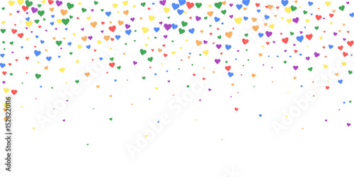 Rainbow colored scattered hearts. LGBT valentine