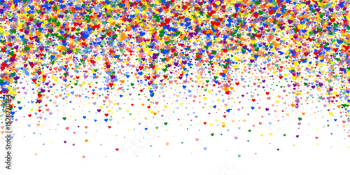 Rainbow colored scattered hearts. LGBT valentine