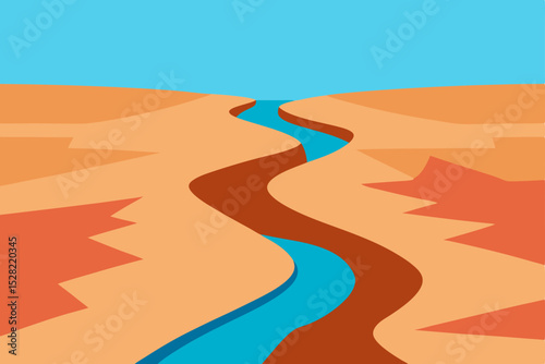 Desert highway at sunset, a dry landscape with dunes meeting the horizon under a vast sky