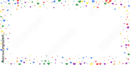 Rainbow colored scattered hearts. LGBT valentine