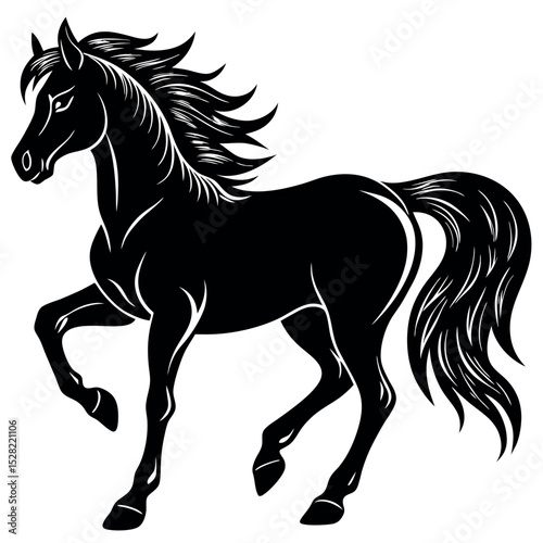 Black horse silhouette vector illustration .