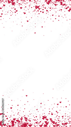 Red hearts scattered on white background.