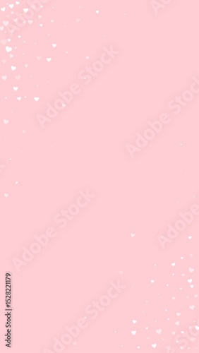 White hearts scattered on pink background.