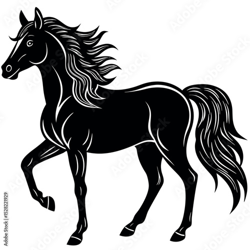 Black horse silhouette vector illustration .