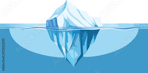 Iceberg Floating in Blue Sea – Cold Ocean and Climate Concept Illustration
