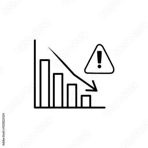 Declining Chart with Warning Sign: Financial Crisis, Risk, and Downturn Illustration - Stock Market Crash Alert