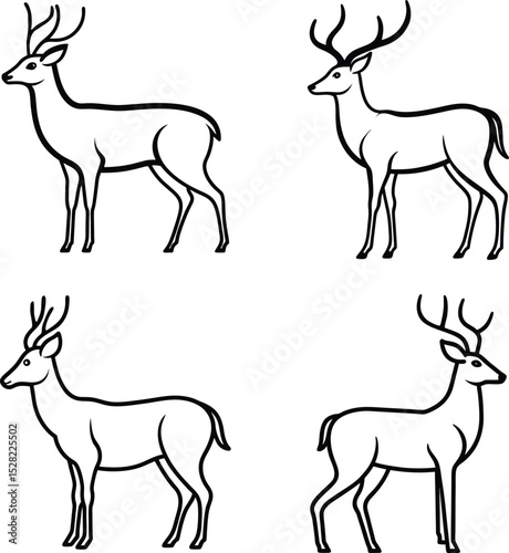 deer vector set
