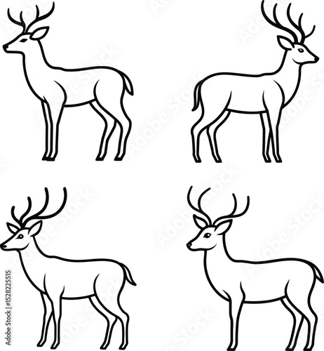 set of deer silhouettes