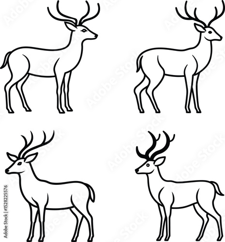 set of deer silhouettes