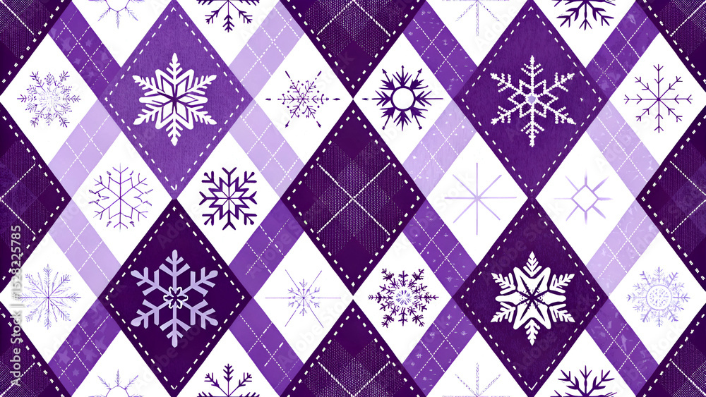 Fototapeta premium blue white colors argyle seamless pattern, winter holidays vector background ai generate