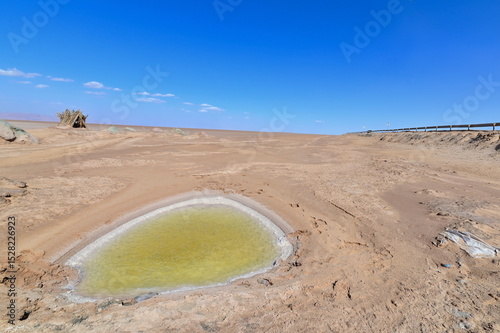 Minimalist Desert Scene of Chott el Djerid with Salt Flat and Blue Horizon in Tunisia
