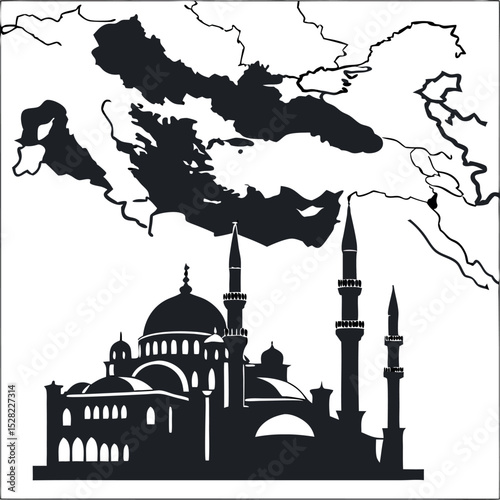 vector, Ottoman Empire Map Silhouette.
