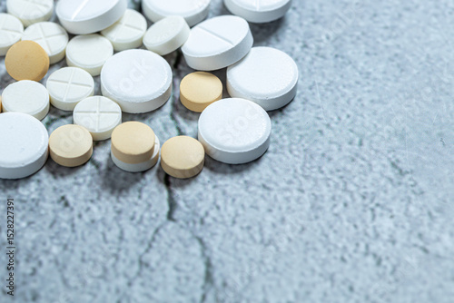 Variety of medicines and drugs.Medicine and healthcare concept.Variety of medicines and drugs.Medicine and healthcare concept.Pill for the prescription and treatment various diseases chemistry