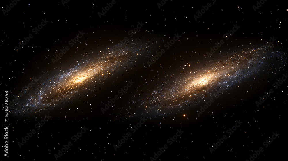 Fototapeta premium Majestic Twin Galaxies in Deep Space A Celestial Dance of Light and Stardust