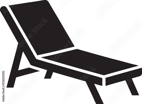 Beach lounger silhouette isolated on white background